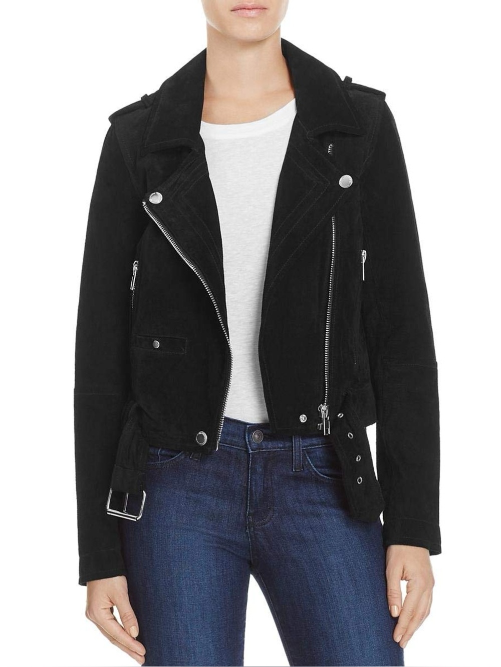 Womens Black Suede Moto Jacket